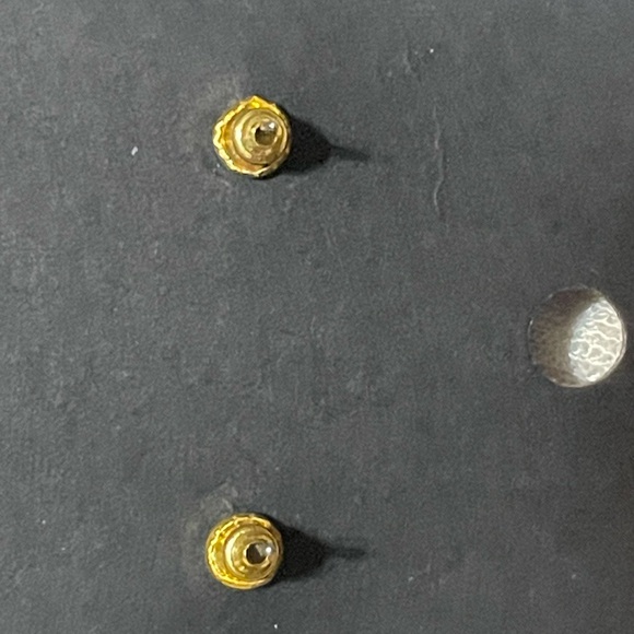 Swarovski Silver Square Cut Crystal Stud Earrings with Gold Trim and Backing. - Picture 3 of 6